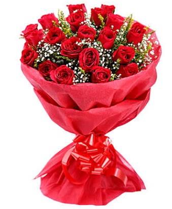 21 adet kırmızı gülden modern buket  Karaman çiçek siparişi sitesi 