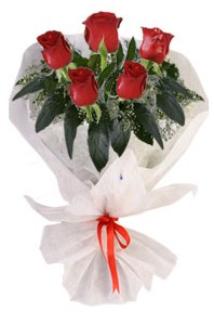 5 adet kirmizi gül buketi  Karaman 14 şubat sevgililer günü çiçek 