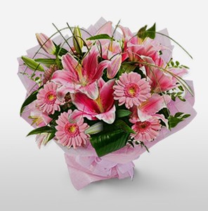 1 dal kazablanka ve kır çiçek görsel buketi  Karaman uluslararası çiçek gönderme 