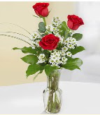 Vazo içerisinde 3 adet kırmızı gül  Karaman çiçekçiler 